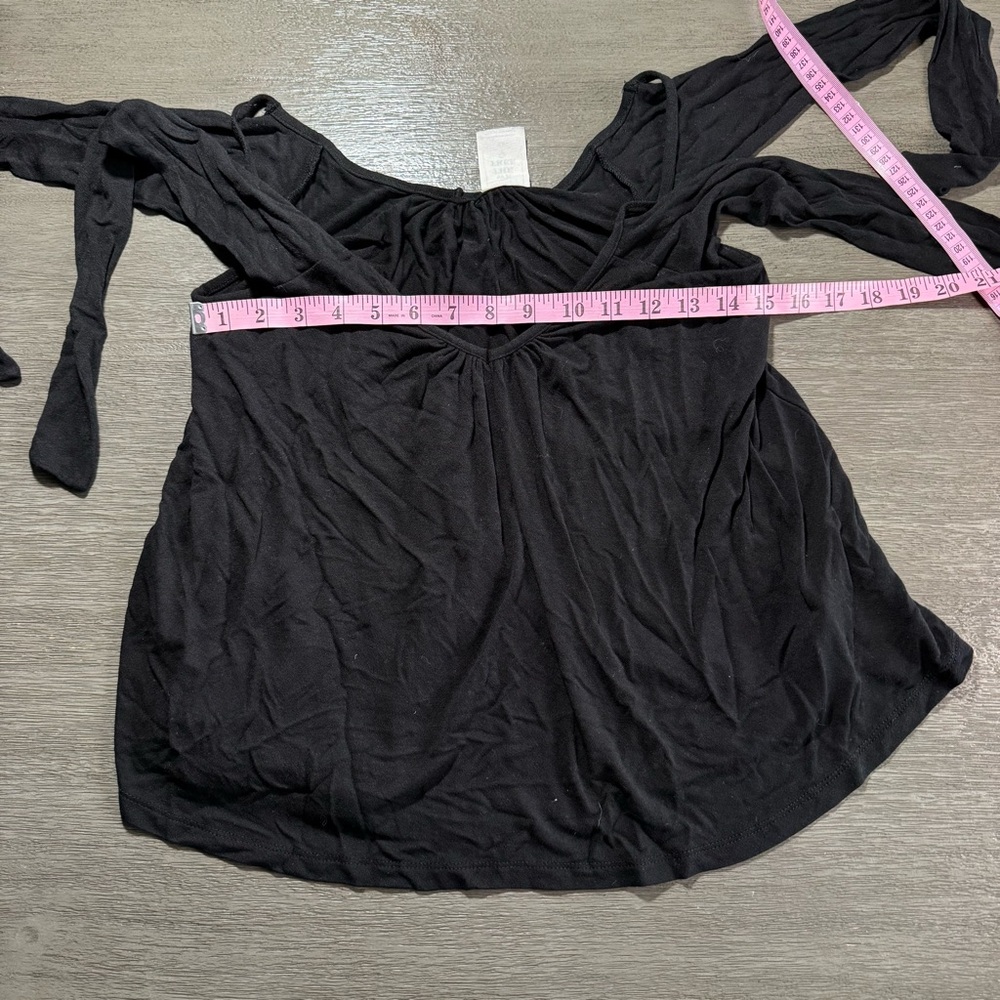 Free People Black Bow Off Shoulder Tank Top S - Picture 10 of 11